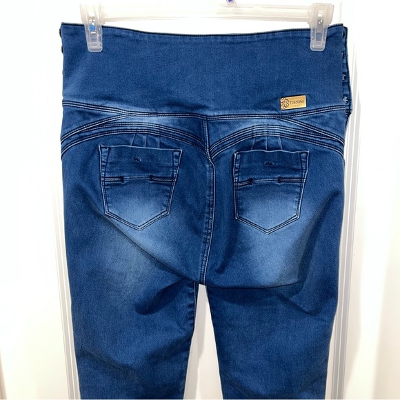 Tissini Womens Colombian Butt Lifting Stretch Jeans size 13 4 side buttons - Picture 9 of 11